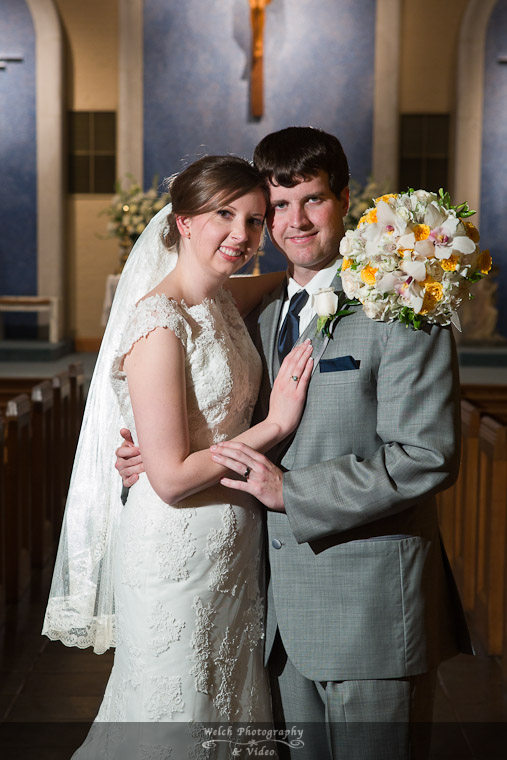Bride and groom at St. Peter's church